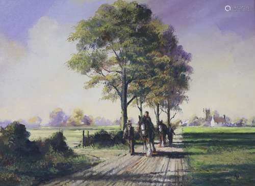 Alan King, oil on canvas, 'Journey Home, Thorne End, Wiltshi...