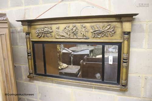 A 19th century giltwood landscape overmantel mirror, with mo...