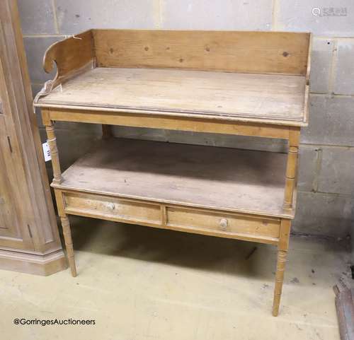 A Regency pine two tier washstand, width 90cm depth 47cm hei...