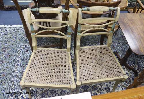 A pair of early 19th century part painted beech single chair...