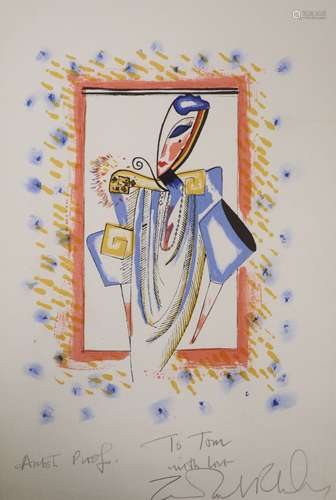 Zandra Rhodes, artist's proof print, costume design, signed ...