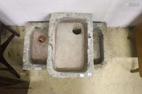 A pair of 19th century rectangular granite troughs, larger w...