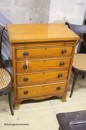 A small late 19th/early 20th century satinwood chest with sl...