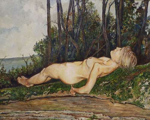 Simon Mouncey (20th C.), oil on canvas, 'Lying on the fallen...