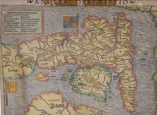 Sebastian Munster, woodblock map, ‘Angliae Descriptio’, Engl...