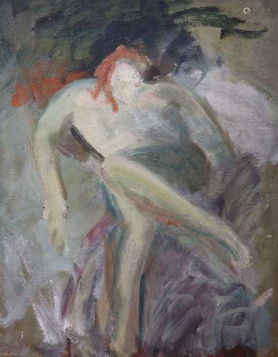 Cowan Dobson (1893-1980), oil on board, Sketch of a reclinin...