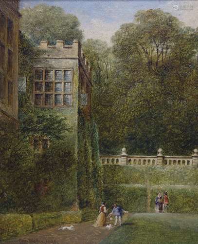 George Wallis (1811-1891), oil on board, Haddon Hall, Derbys...