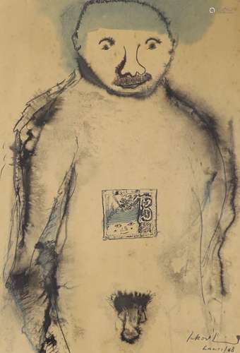 Jakov Lind (1927-2007), ink and watercolour, 'Ecce Homo', si...