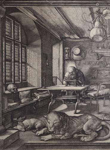 After Albrecht Durer, engraving, St Jerome in his study, 24....