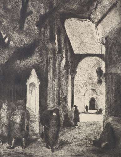 Henri Farge (1884-1970), etching, 'Aziade, La Mosque Sainte'...