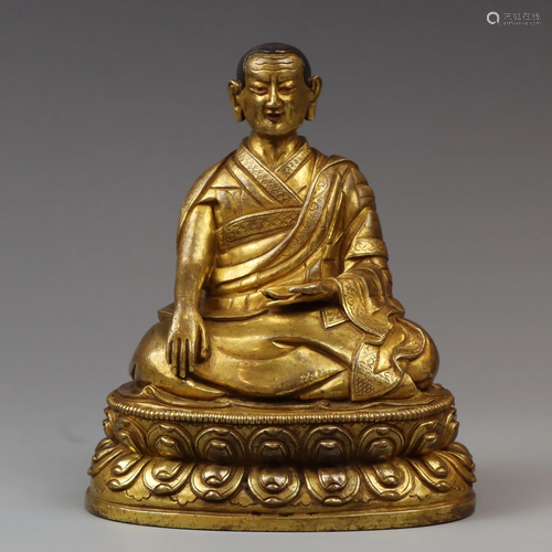 GILT BRONZE FIGURE OF A GURU