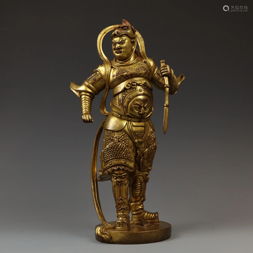 GILT BRONZE FIGURE OF A GUARDIAN