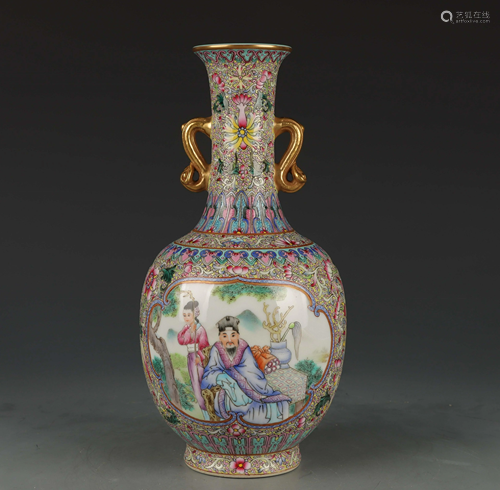 ENAMEL POCELAIN VASE WITH MARK