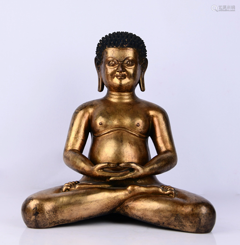 GILT BRONZE FIGURE OF YOGA POSE