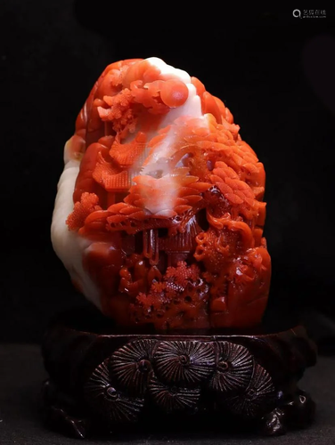 FINELY CARVED NANHONG RED AGATE BOULDER