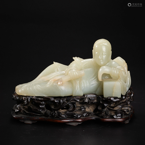 CARVED WHITE JADE LADIES' ORNAMENTS