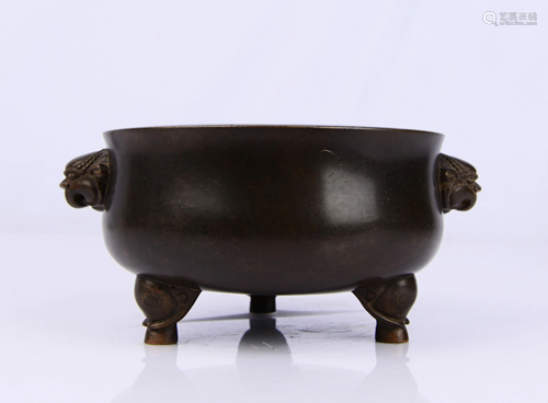 BRONZE TRIPOD CENSER WITH MARK