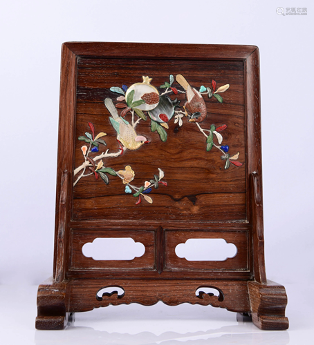 HUANGHUALI TABLE SCREEM INLAID BAIBAO FLOWER AND BIRD