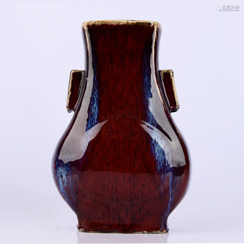 RED GLAZED WITH EARS VASE