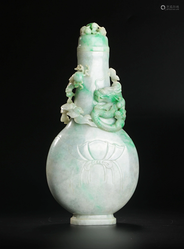 CARVED JADEITE DRAGON BOTTLE