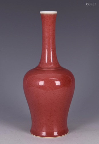 RED-GLAZED PORCELAIN VASE, KANGXI MARK