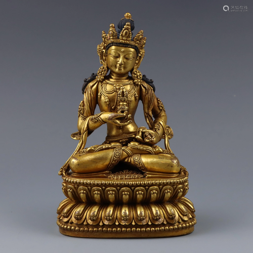 GILT BRONZE FIGURE OF VAJRASATTVA, YONGLE MARK