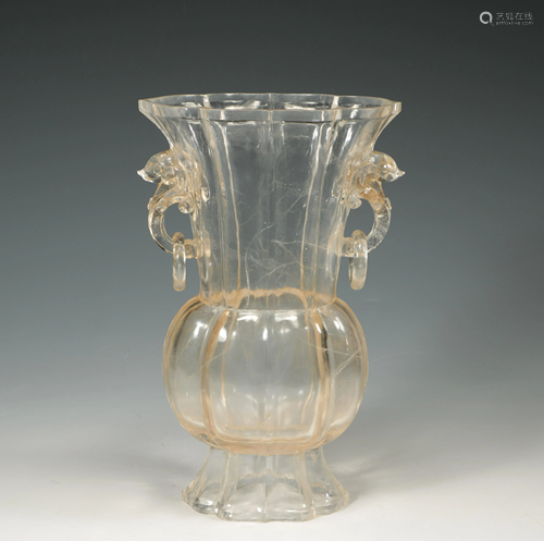 CRYSTAL BEGONIA-SHAPED APPRECIATION VASE WITH RING