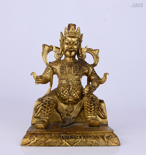 SEATED GILT BRONZE GOD OF WEALTH