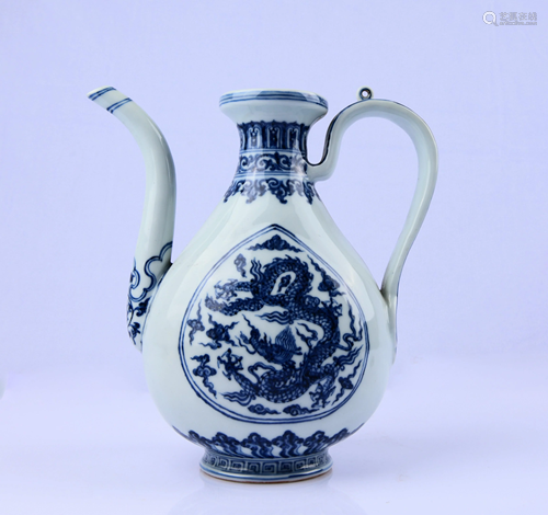 BLUE AND WHITE DRAGON MOTIF PORCELAIN POT