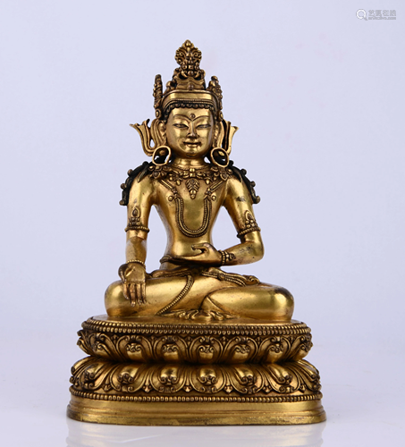 GILT BRONZE BUDDHA SHAKYAMUNI