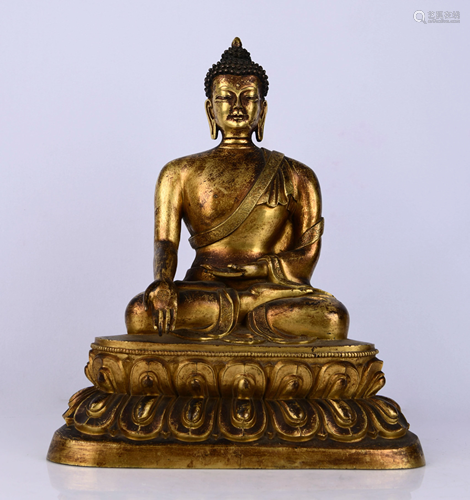 GILT BRONZE BUDDHA SHAKYAMUNI