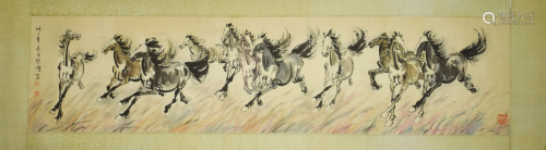 A CHINESE PAITING WITH HORSES
