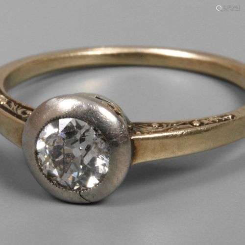 Bague de dame avec diamant taille anciennevers 1910, or blan...