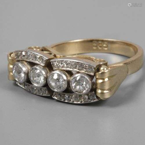 Bague de dame avec diamants c. 1920-30, or blanc et jaune es...