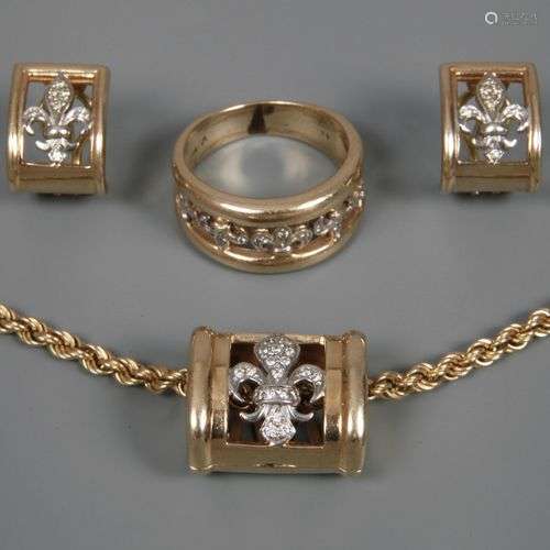 Bijoux sertis de diamantsvers 1990, or blanc et jaune estamp...