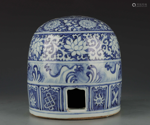 BLUE AND WHITE YURT WITH TANGLED BRANCHES AND FLORAL