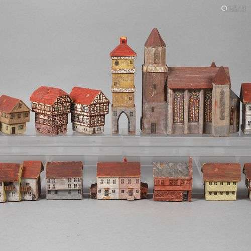Ville miniature d'Erzgebirge14 pièces, milieu du 20e siècle,...