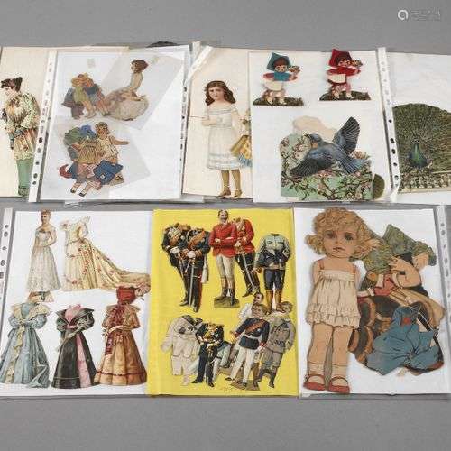 Grande convolute de poupées habilléesc. 1890 à 1930, papier ...