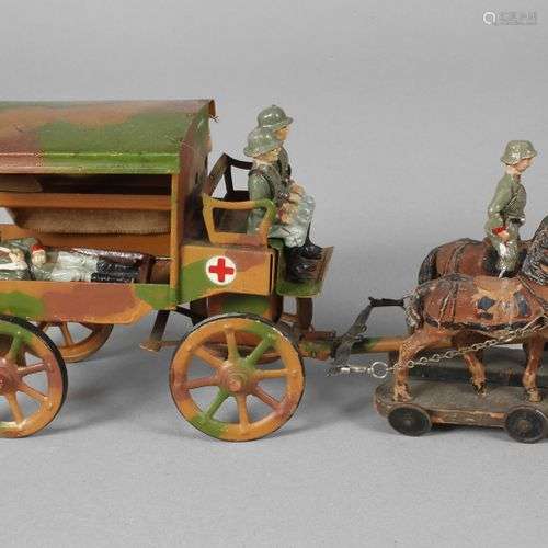 L'équipe Hausser Elastolin avec le wagon ambulanceAnnées 193...