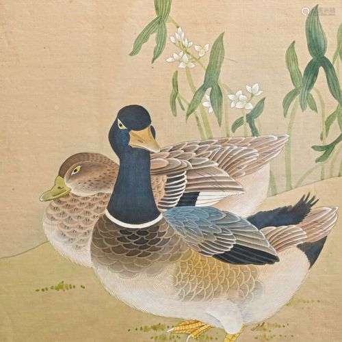 CHINE - Début du XXe siècle Couple de canards, peinture sur ...