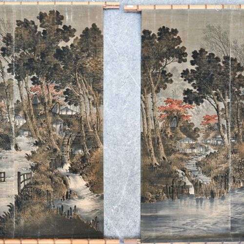 JAPON - Période TAISHO (1912-1926) Paire de tentures en velo...