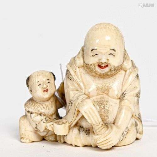 ** JAPON - Période MEIJI (1868-1912) Netsuke en ivoire, hote...