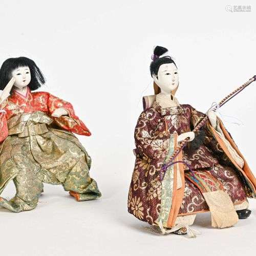 JAPON - Période MEIJI (1868-1912) Couple de poupées Hina Nin...