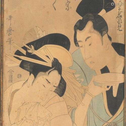 Kitagawa UTAMARO (1753 - 1806) Sogo no Goro Tokimune visitan...