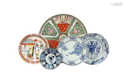FIVE CHINESE PORCELAIN DISHES.