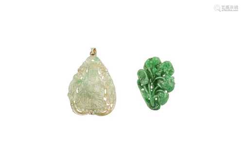 TWO CHINESE JADEITE PENDANTS.