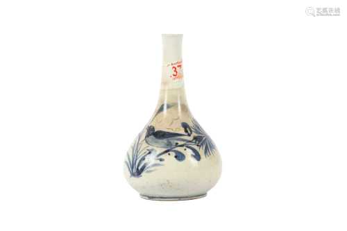 A KOREAN BLUE AND WHITE BOTTLE VASE.