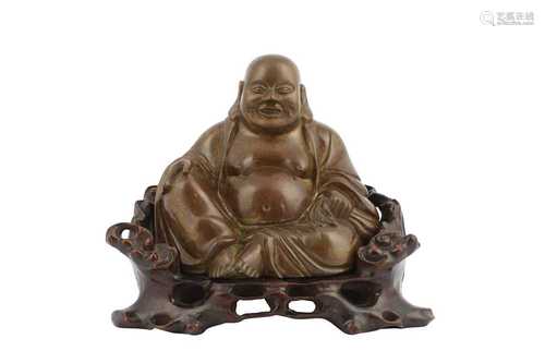 A CHINESE BRONZE FIGURE OF BUDAI HESHANG.