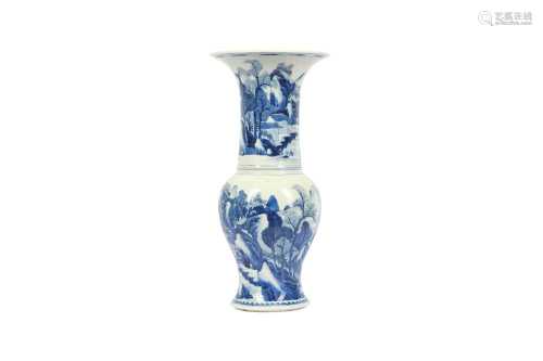 A CHINESE BLUE AND WHITE YEN YEN VASE.