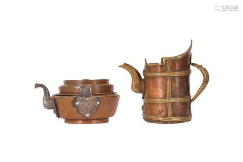 TWO TIBETAN RITUAL COPPER VESSELS.